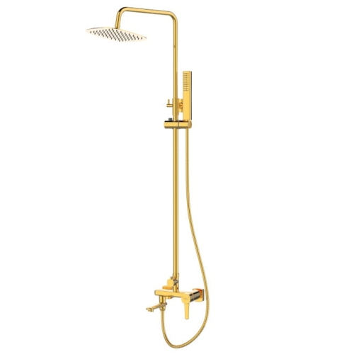 INVENA GLAMOUR zestaw natryskowy z deszczownicą i baterią, złoty