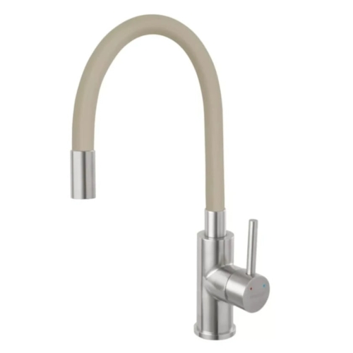 FERRO ZUMBA INOX bateria kuchenna stojąca, stal szczotkowana/ beżowa