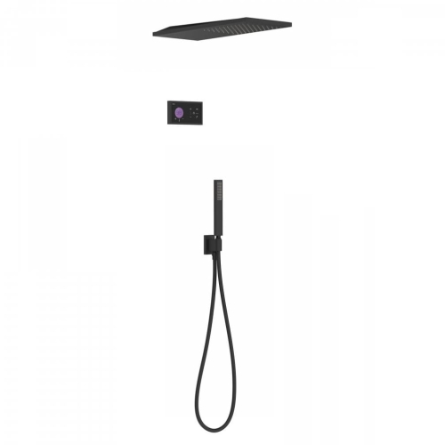 TRES SLIM EXCLUSIVE SHOWER TECHNOLOGY zestaw natryskowy z baterią i deszczownicą, czarny mat