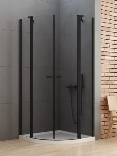 NEW TRENDY NEW SOLEO BLACK 80x80 cm kabina półokrągła, szkło transparentne