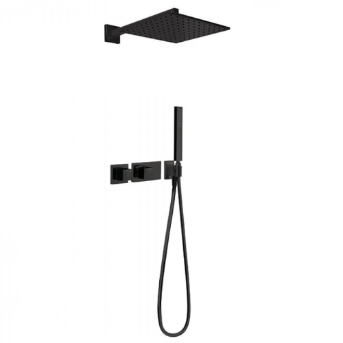 TRES BLOC SYSTEM TERMOSTATIC zestaw natryskowy z baterią i deszczownicą, czarny mat