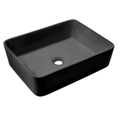 INVENA PAROS umywalka nablatowa 48,5 cm, czarna półmatowa