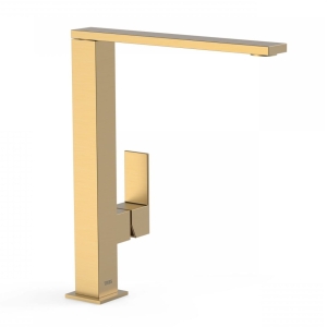 TRES CUADRO EXCLUSIVE bateria umywalkowa nablatowa, złoty mat