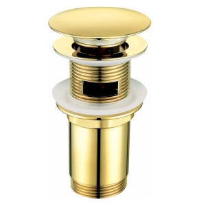DEANTE spust umywalkowy klik-klak z przelewem i tuleją, złoty
