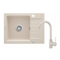 DEANTE ZORBA zlewozmywak granitowy 58 cm z baterią, beżowy