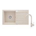 DEANTE ZORBA zlewozmywak granitowy 76 cm z baterią, beżowy