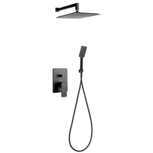 VALVEX CARRE zestaw natryskowy z baterią i deszczownicą, czarny