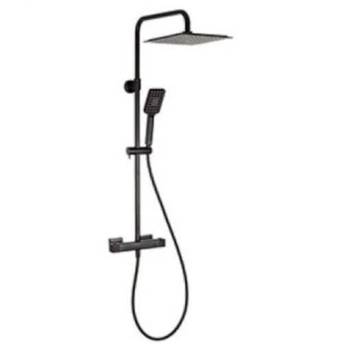 VALVEX CUBUS zestaw natryskowy z baterią termostatyczną i deszczownicą, czarny