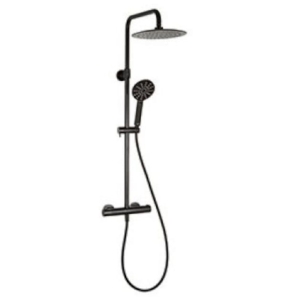 VALVEX DIYA zestaw natryskowy z baterią termostatyczną i deszczownicą, czarny mat