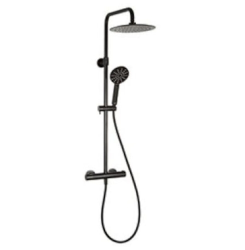 VALVEX DIYA zestaw natryskowy z baterią termostatyczną i deszczownicą, czarny mat