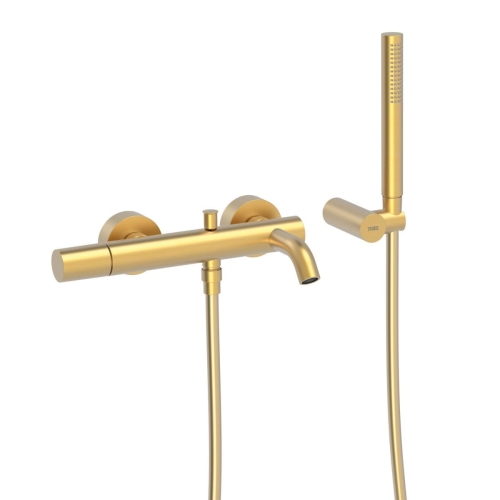 TRES STUDY EXCLUSIVE bateria wannowo-natryskowa naścienna, 24-k złoto matowe
