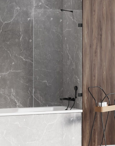 NEW TRENDY AVEXA BLACK parawan nawannowy 100 cm, szkło transparentne