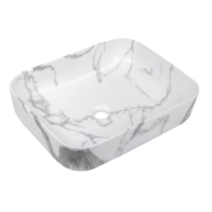INVENA FLORINA umywalka nablatowa 51 cm, marmur biały mat