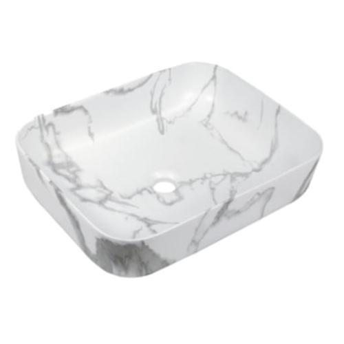 INVENA FLORINA umywalka nablatowa 51 cm, marmur biały mat