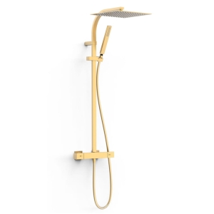 TRES OVER-WALL zestaw natryskowy termostatyczny z deszczownicą, 24-k złoto matowe