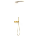TRES B-SYSTEM zestaw natryskowy termostatyczny z baterią i deszczownicą, 24-k złoto