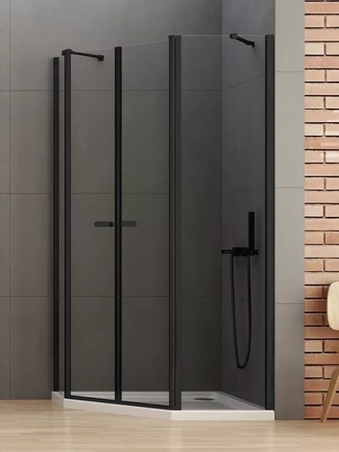 NEW TRENDY NEW SOLEO BLACK 100x80 cm kabina pięciokątna, szkło transparentne
