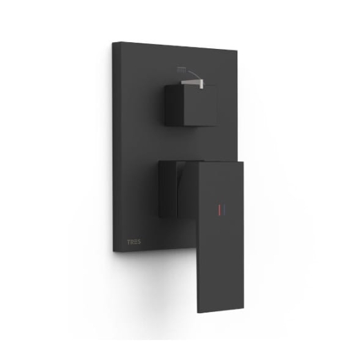 TRES CUADRO EXCLUSIVE bateria wannowo-natryskowa podtynkowa, czarny mat
