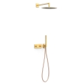 TRES B-SYSTEM zestaw natryskowy termostatyczny z baterią i deszczownicą, 24-K złoto matowe