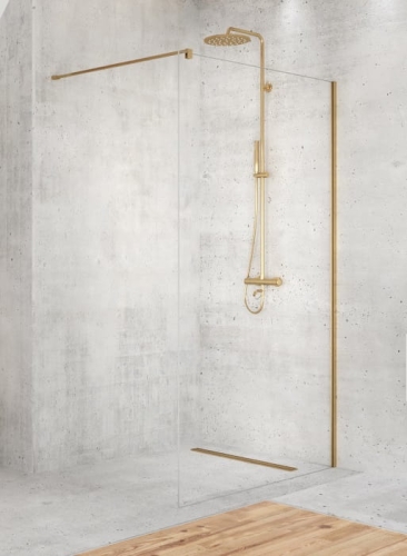 NEW TRENDY VELIO SATIN GOLD 100 ścianka walk-in, wspornik prostopadły