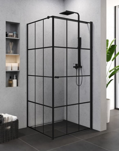 NEW TRENDY SUPERIA BLACK 90x90 cm kabina kwadratowa, szkło transparentne