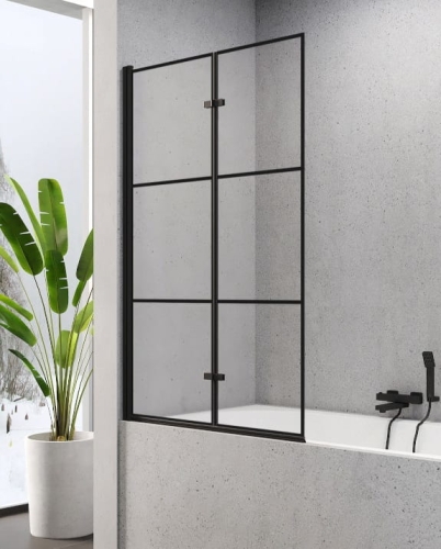 NEW TRENDY SUPERIA BLACK parawan nawannowy 100 cm, szkło transparentne