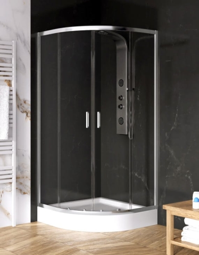 NEW TRENDY SUVIA 80x80 cm kabina półokrągła z brodzikiem, szkło transparentne