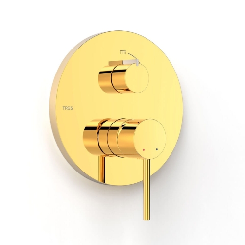 TRES STUDY EXCLUSIVE bateria wannowo-natryskowa podtynkowa, 24-k złoto