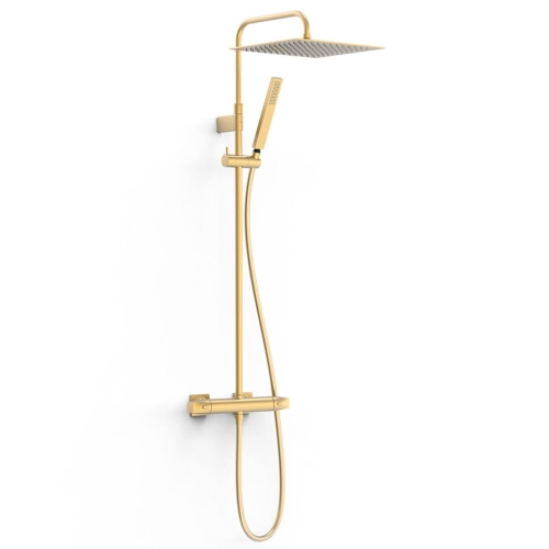 TRES OVER-WALL zestaw natryskowy termostatyczny z deszczownicą, 24-K złoto matowe