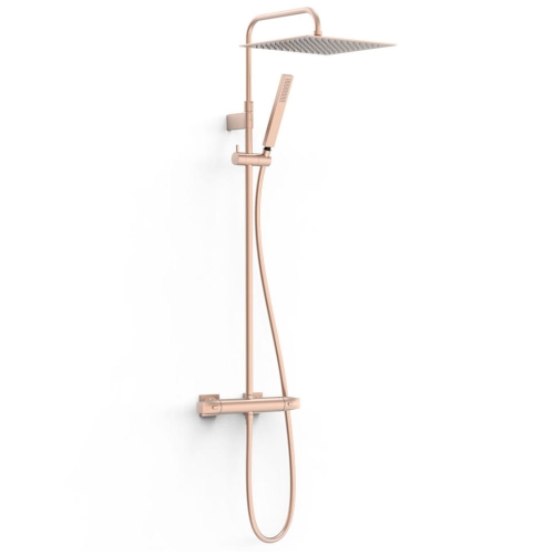 TRES OVER-WALL zestaw natryskowy termostatyczny z deszczownicą, 24-K matowe różowe złoto