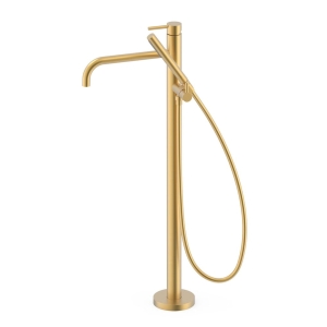 TRES STUDY EXCLUSIVE bateria wannowo-natryskowa wolnostojąca, 24-k złoto matowe