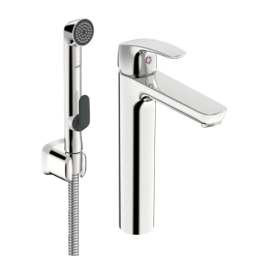 ORAS SAFIRA bateria umywalkowa stojąca z rączką Bidetta, chrom