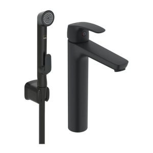 ORAS SAFIRA bateria umywalkowa stojąca z rączką Bidetta, czarna