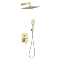 VALVEX ARS zestaw natryskowy z baterią i deszczownicą, szczotkowane złoto