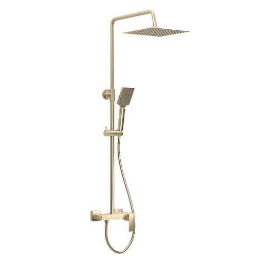 VALVEX ARS zestaw natryskowy z deszczownicą i wylewką, szczotkowane złoto