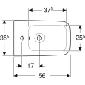GEBERIT Bidet stojący ICON SQUARE, B35.5cm, H40cm, T56cm, przylegający do ściany, ukryte mocowania, z przelewem, z otworem na baterię, KeraTect