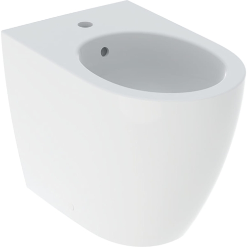 GEBERIT Bidet stojący ICON, B35cm, H41cm, T56cm, przylegający do ściany, ukryte mocowania, z przelewem, z otworem na baterię, KeraTect