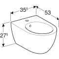 GEBERIT Bidet wiszący ACANTO, B35.5cm, H27.5cm, T53cm, z przelewem, z otworem na baterię, KeraTect