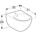 GEBERIT Bidet wiszący ACANTO, B35cm, H29cm, T51cm, ukryte mocowania, z przelewem, z otworem na baterię, KeraTect