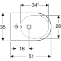 GEBERIT Bidet wiszący ACANTO, B35cm, H29cm, T51cm, ukryte mocowania, z przelewem, z otworem na baterię, KeraTect