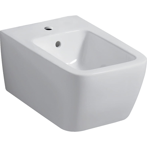 GEBERIT Bidet wiszący ICON SQUARE, B35cm, H26cm, T54cm, a, z przelewem, z otworem na baterie, KeraTect