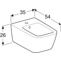 GEBERIT Bidet wiszący ICON SQUARE, B35cm, H26cm, T54cm, a, z przelewem, z otworem na baterie, KeraTect