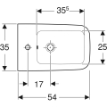 GEBERIT Bidet wiszący ICON SQUARE, B35cm, H26cm, T54cm, a, z przelewem, z otworem na baterie, KeraTect