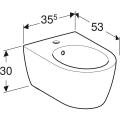 GEBERIT Bidet wiszący ICON, ukryte mocowania, 53 cm, z przelewem, Biały-alpin / Matowy