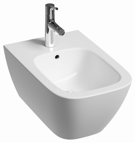 GEBERIT Bidet wiszący SMYLE SQUARE, B35cm, H26cm, T54 cm, z przelewem, z otworem na baterię