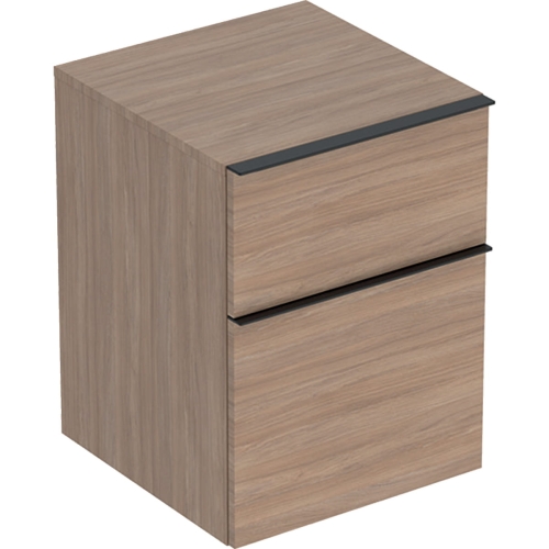 GEBERIT Boczna szafka ICON z dwoma szufladami 45 cm x 60 cm x 47,6 cm dąb / melaminowa struktura drewna, lava / matowy