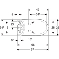 GEBERIT Miska stojąca WC SELNOVA COMFORT do spłuczki nasadzanej, lejowa, B36cm, H46cm, T67cm, podwyższona, odpływ poziomy,dla niepełnosprawnych