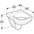 GEBERIT Miska SELNOVA COMPACT wisząca WC, lejowa, B36cm, H34cm, T48cm, krótka, kształt geometryczny