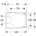 GEBERIT Miska SELNOVA COMPACT wisząca WC, lejowa, B36cm, H34cm, T48cm, krótka, kształt geometryczny