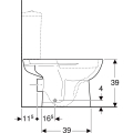 GEBERIT Miska stojąca WC SELNOVA do spłuczki nasadzanej, lejowa, B35.6cm, H39cm, T66.5cm, odpływ poziomy, Rimfree